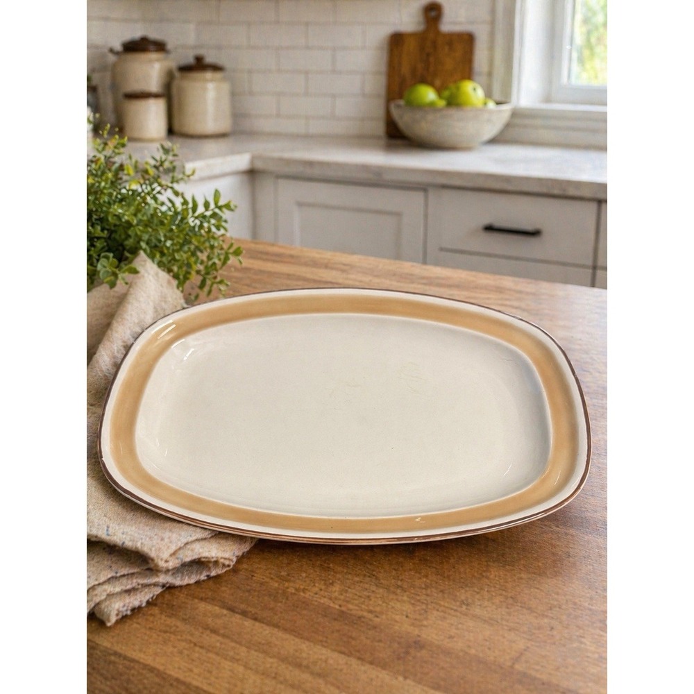 Hearthside  Oval Serving Platter Water Colors Horizon 13 In Hand Decorated Japan